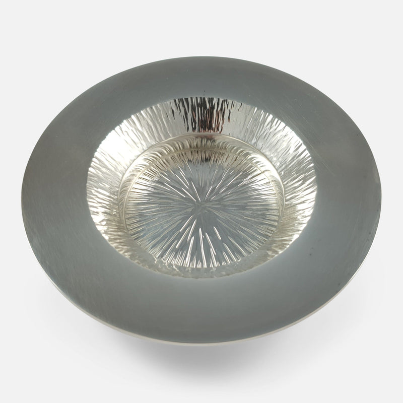 a Swedish sterling silver dish by Rey Urban viewed from above