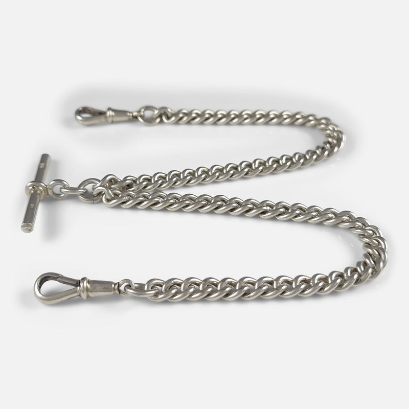 a side on view of the chain laid out in the position it was originally intended to be worn