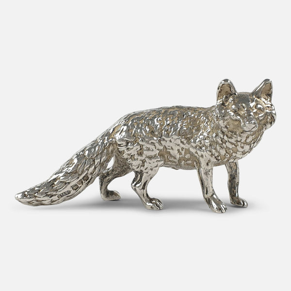 the sterling silver model of a Fox viewed side on looking forward