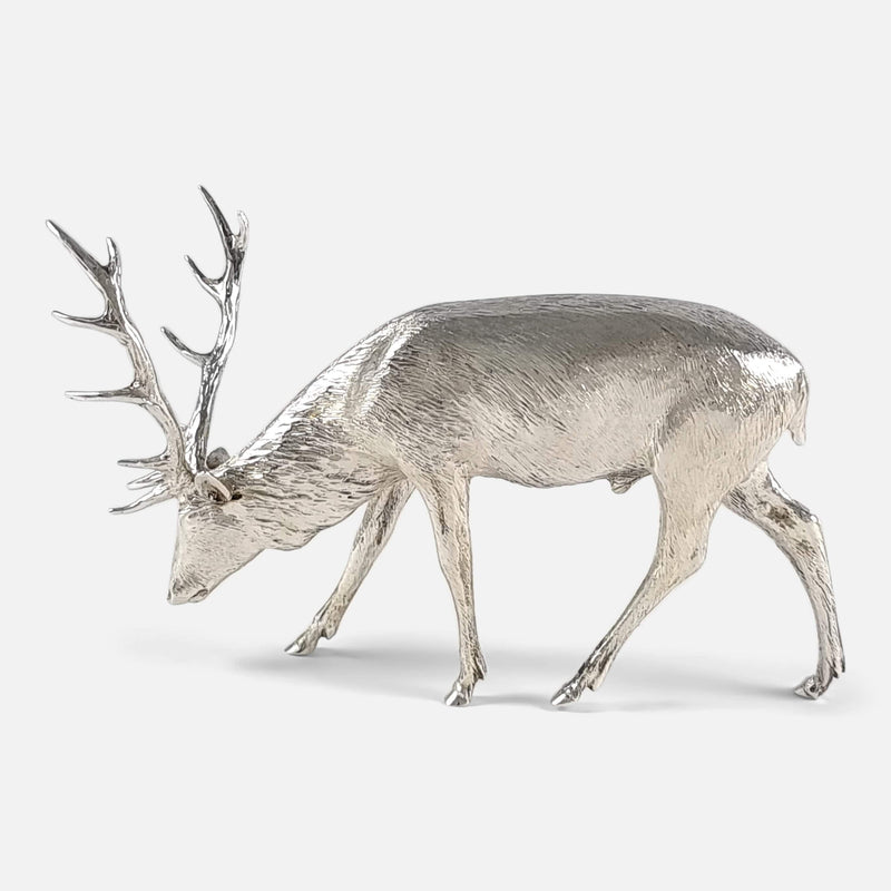 a side on view of the stag with head facing left