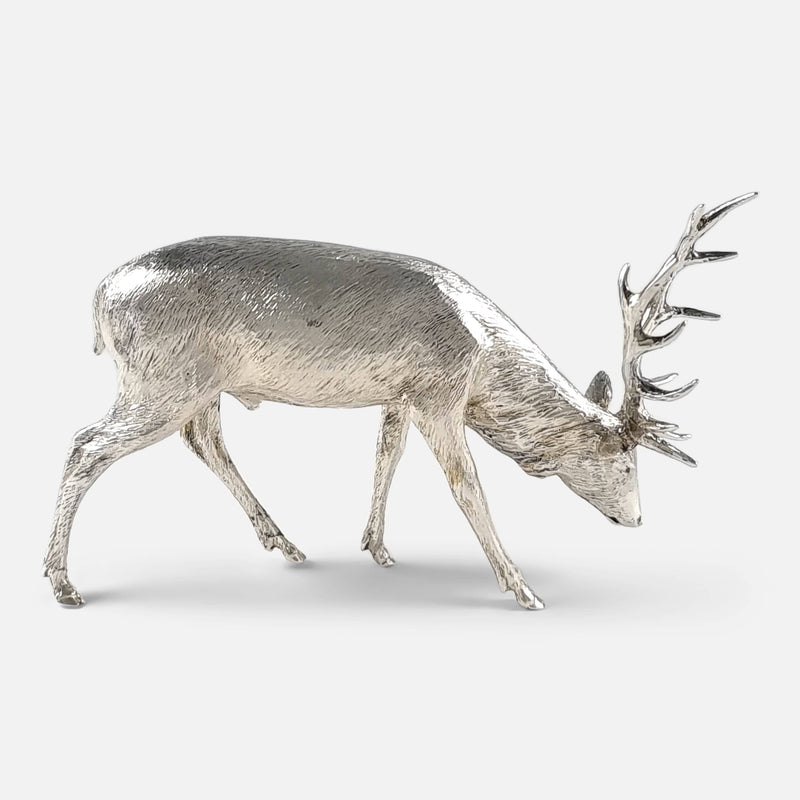 the silver stag viewed side on facing towards the right