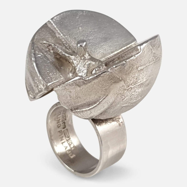 the Lapponia silver ring viewed from a raised position