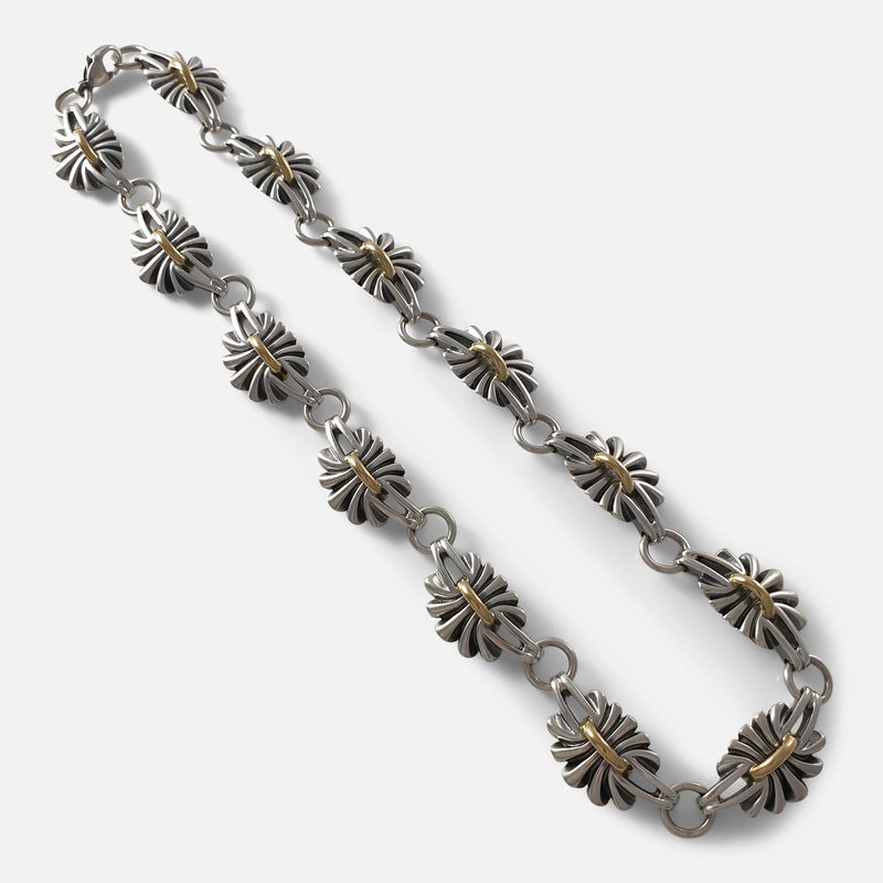 the necklace extended diagonally