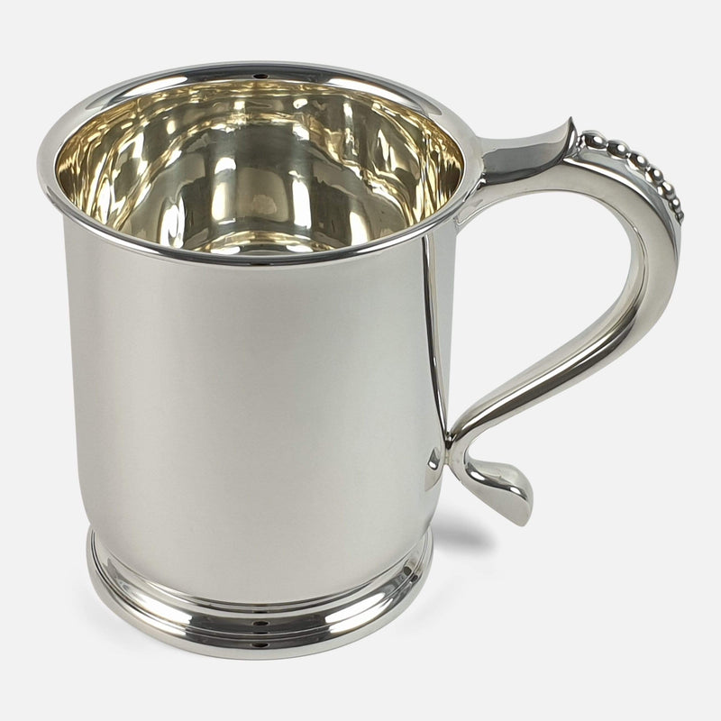 the silver tankard viewed from the right