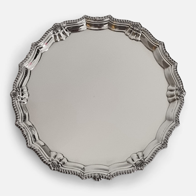 the Elizabeth II sterling silver salver viewed from above