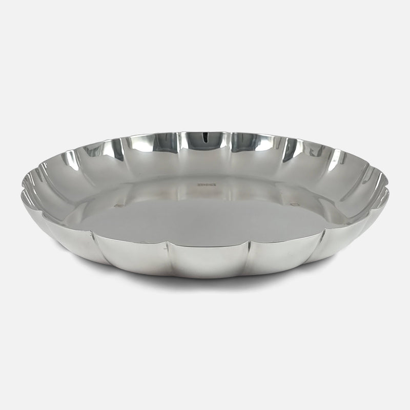 the sterling silver dish viewed from the front
