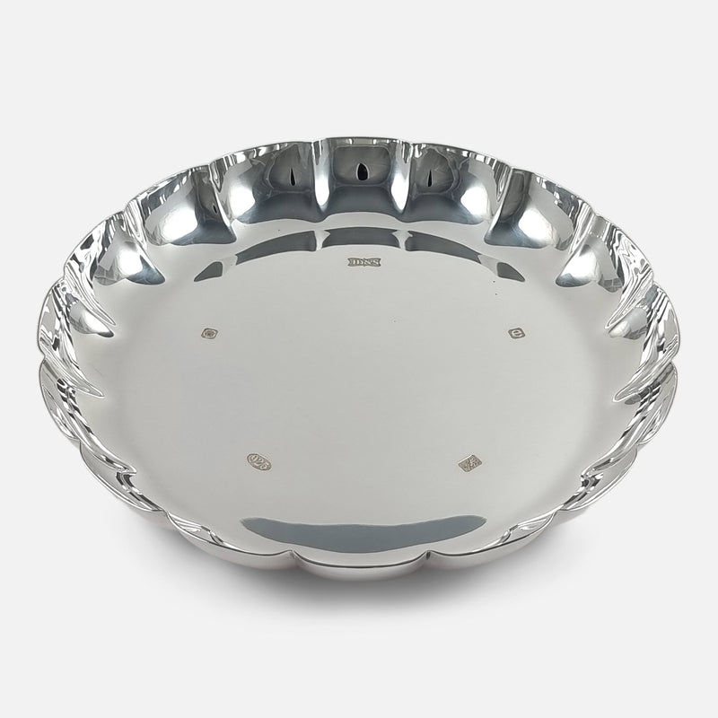 the Elizabeth II sterling silver dish viewed from above
