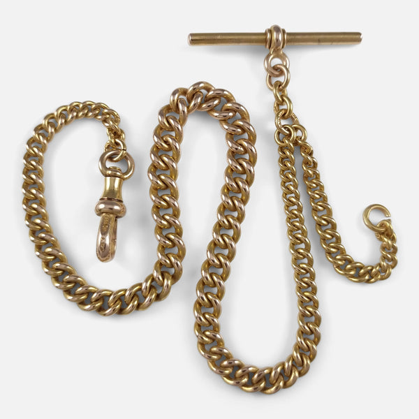 the antique Victorian 15ct yellow gold Albert watch chain, viewed from above