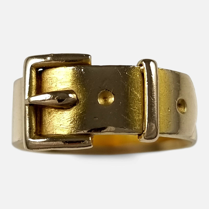 the Victorian 18 carat yellow gold buckle ring viewed from above