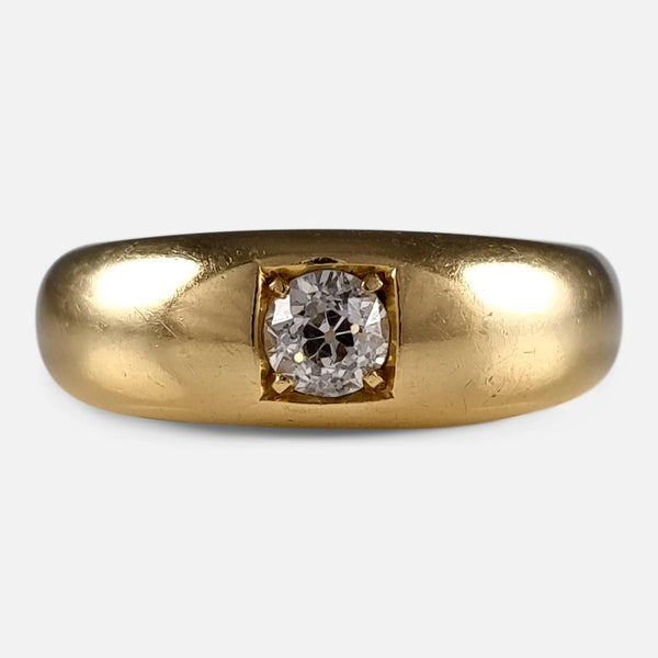 The Victorian 18ct yellow gold diamond gypsy ring viewed face on
