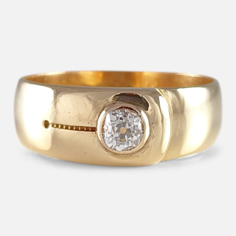 the Victorian gold diamond buckle ring from the front