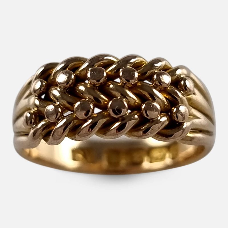 the Victorian 18ct yellow gold keeper ring viewed from above