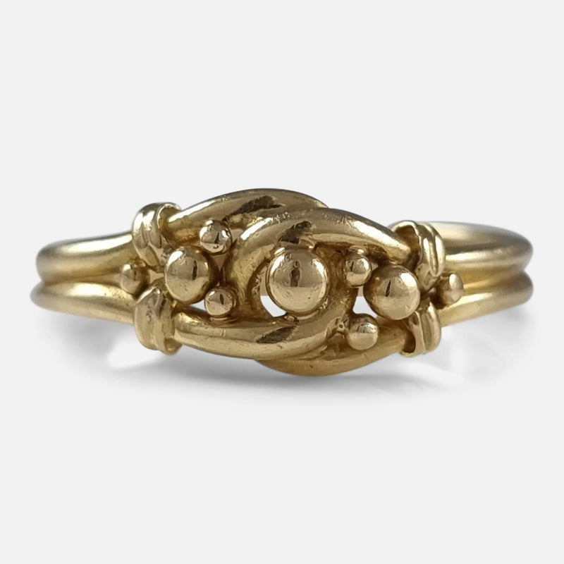 the Victorian 18ct yellow gold Keeper ring viewed from the front