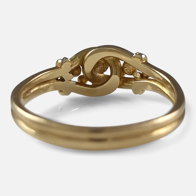 the back of the gold ring