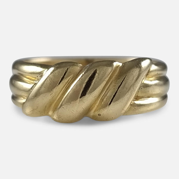 the Victorian 18ct yellow gold Keeper ring viewed from the front