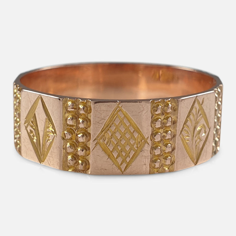 the gold ring viewed from a slightly raised position