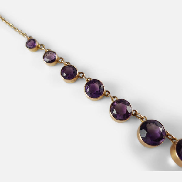 focused on a section of the amethyst necklace