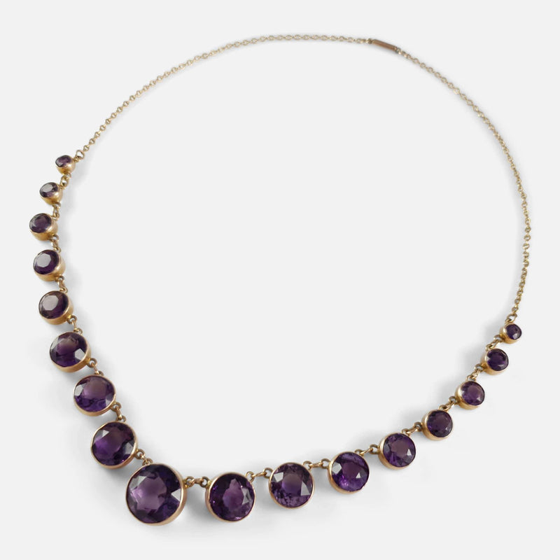 the amethyst necklace viewed from above.