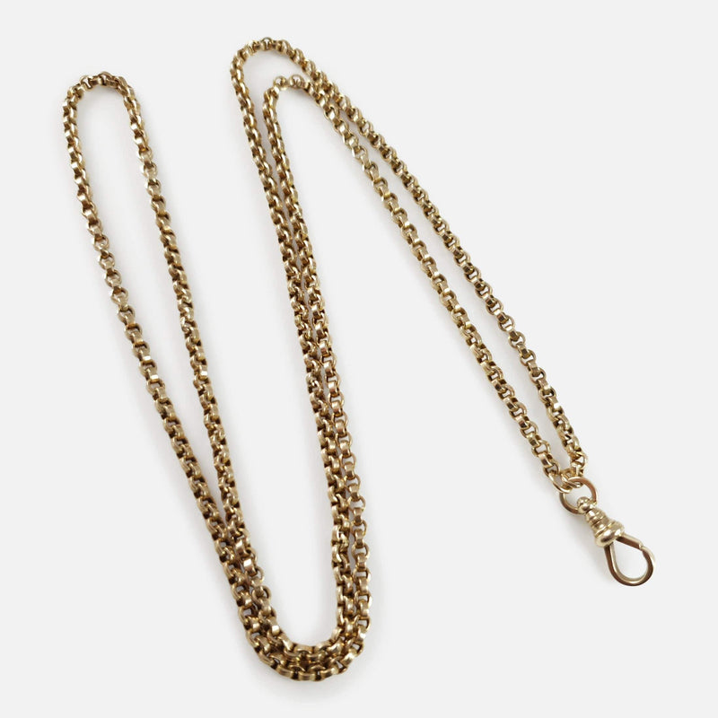 Victorian 9ct Yellow Gold Long Guard Muff Chain, 21.4 Grams - Argentum Antiques & Collectables