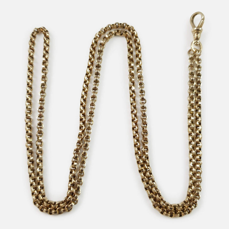 Victorian 9ct Yellow Gold Long Guard Muff Chain, 21.4 Grams - Argentum Antiques & Collectables
