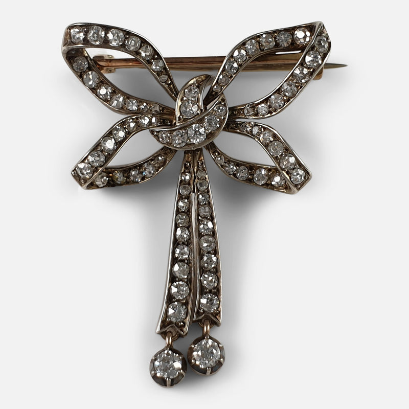 the brooch positioned to be viewed as it would be worn