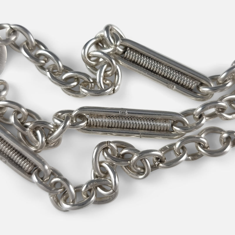 a number of the chain links in focus