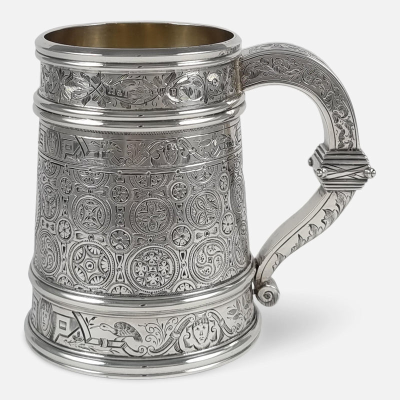 the mug viewed side on with handle pointing to the right