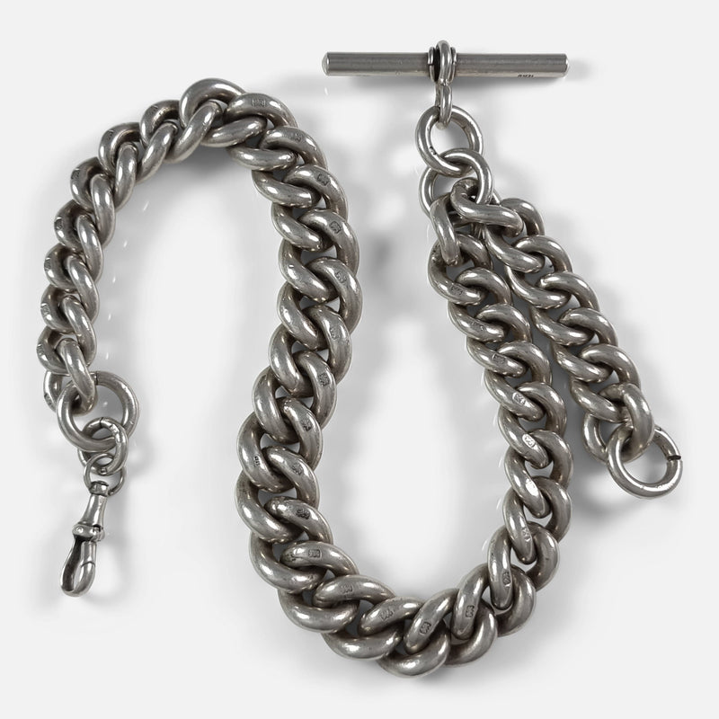 the Victorian silver Albert watch chain viewed from above
