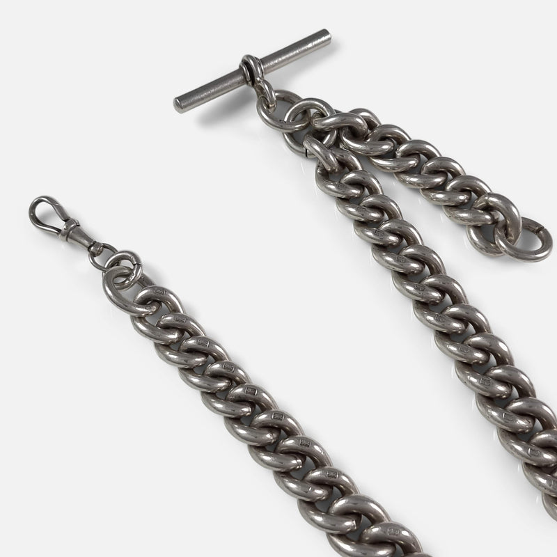 focused on a section of the chain to include T-bar and dog clip