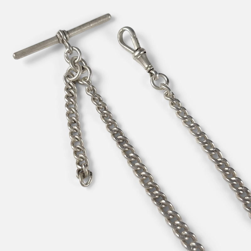 a section of the chain in focus to include T-bar and dog clip