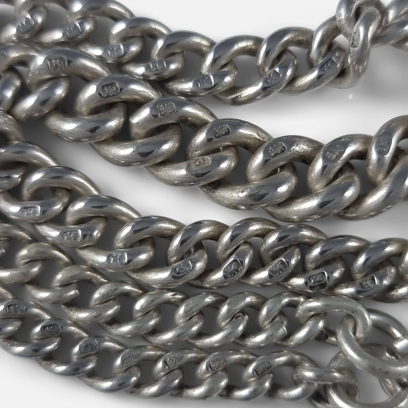 the hallmarks to the chain links in focus