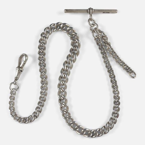 the Victorian sterling silver graduating Albert watch chain viewed from above