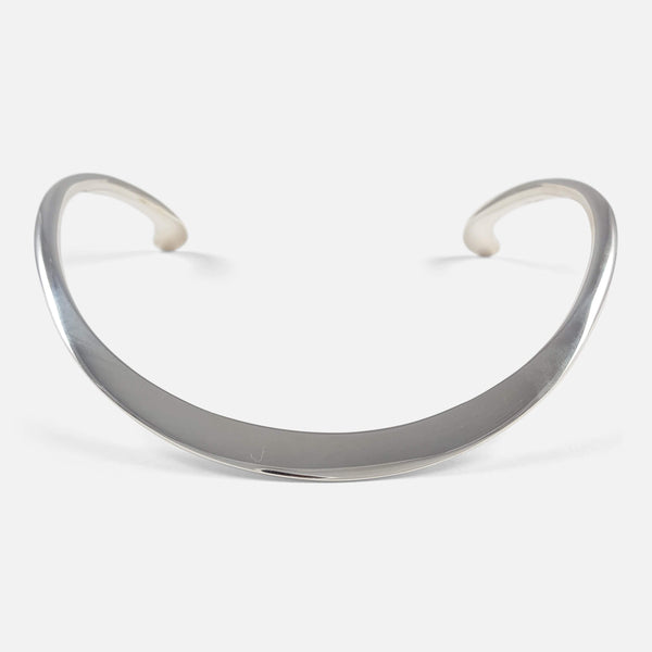 the sterling silver neck ring viewed from the front