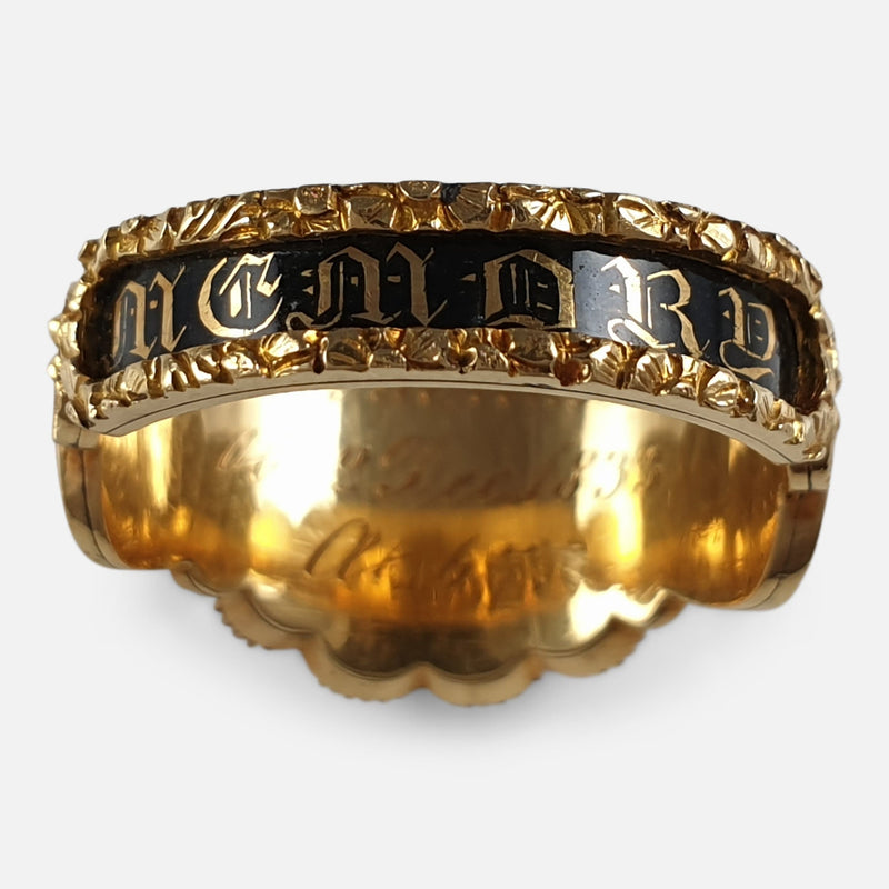 the back of the ring showing the black enamel